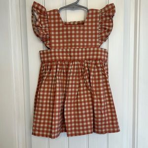 Wren James handmade dress. Rust/tan gingham. Size 2t